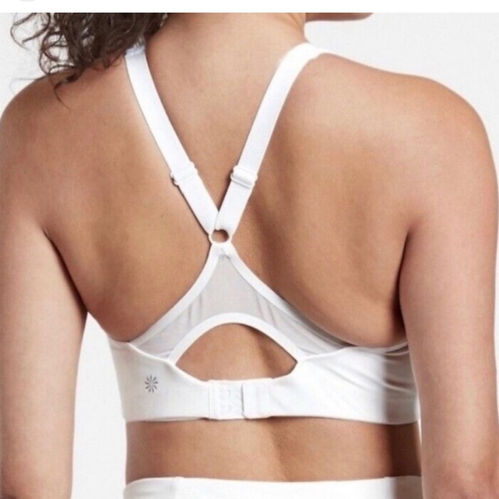 Athleta advance Women's White Sports Bra size 36DD gym workout, yoga